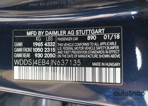 2018 Mercedes-Benz Cla 250 из США, поврежденный, VIN WDDSJ4EB4JN637135